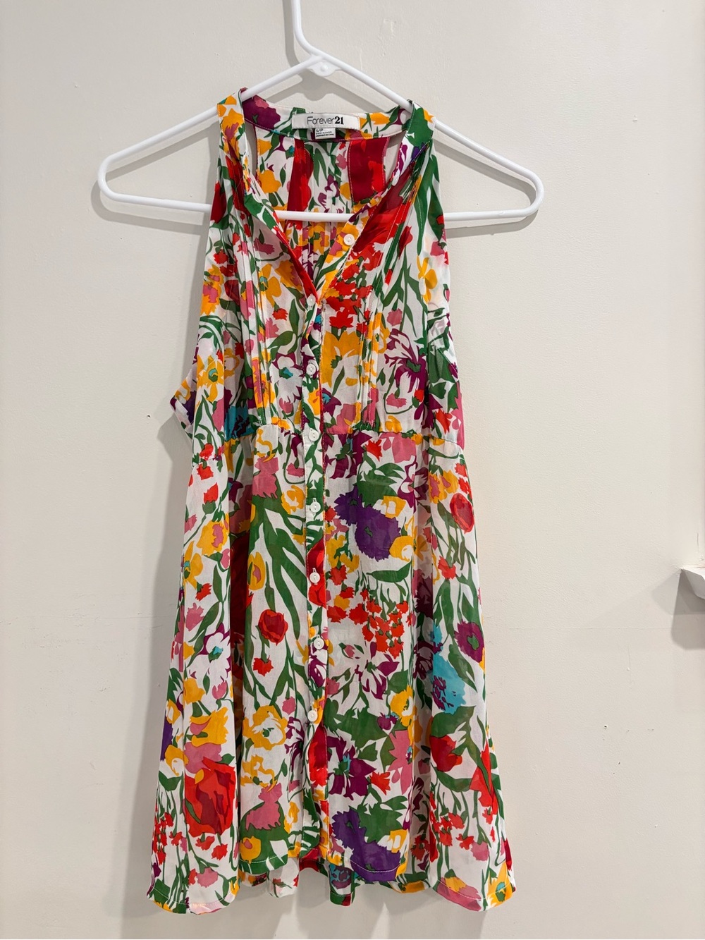 Forever 21 Girls' Bright Floral Button-Front Sundress - White Base
